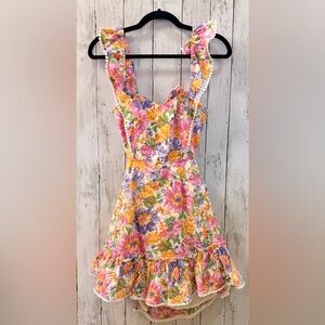 Saints & Secrets Floral Ruffle Back-Tie Mini Dress